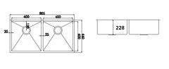 865x440mm Handmade Stainless Steel Undermount / Topmount Kitchen Sink with Waste