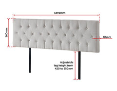 Linen Fabric King Bed Deluxe Headboard Bedhead - Beige