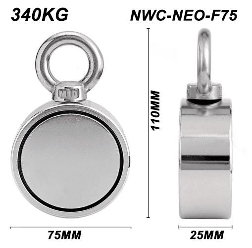 340Kg Salvage Strong Recovery Magnet Neodymium Hook Treasure Hunting Fishing