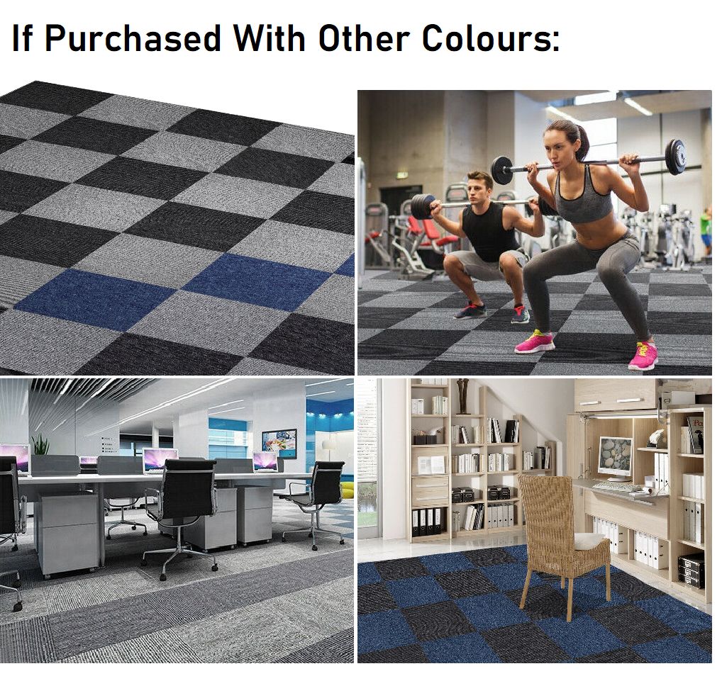 5m2 Box of Premium Carpet Tiles Commercial Domestic Office Heavy Use Flooring Charcoal
