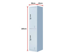 4-Digit Combination Lock 2-Door Vertical Locker for Office Gym Shed School Home Storage Grey