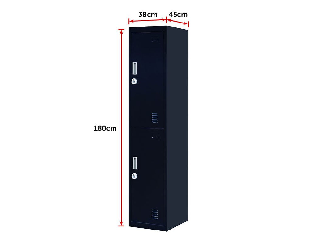 3-Digit Combination Lock 2-Door Vertical Locker for Office Gym Shed School Home Storage Black