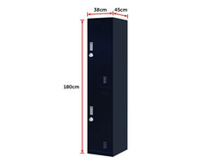 3-Digit Combination Lock 2-Door Vertical Locker for Office Gym Shed School Home Storage Black