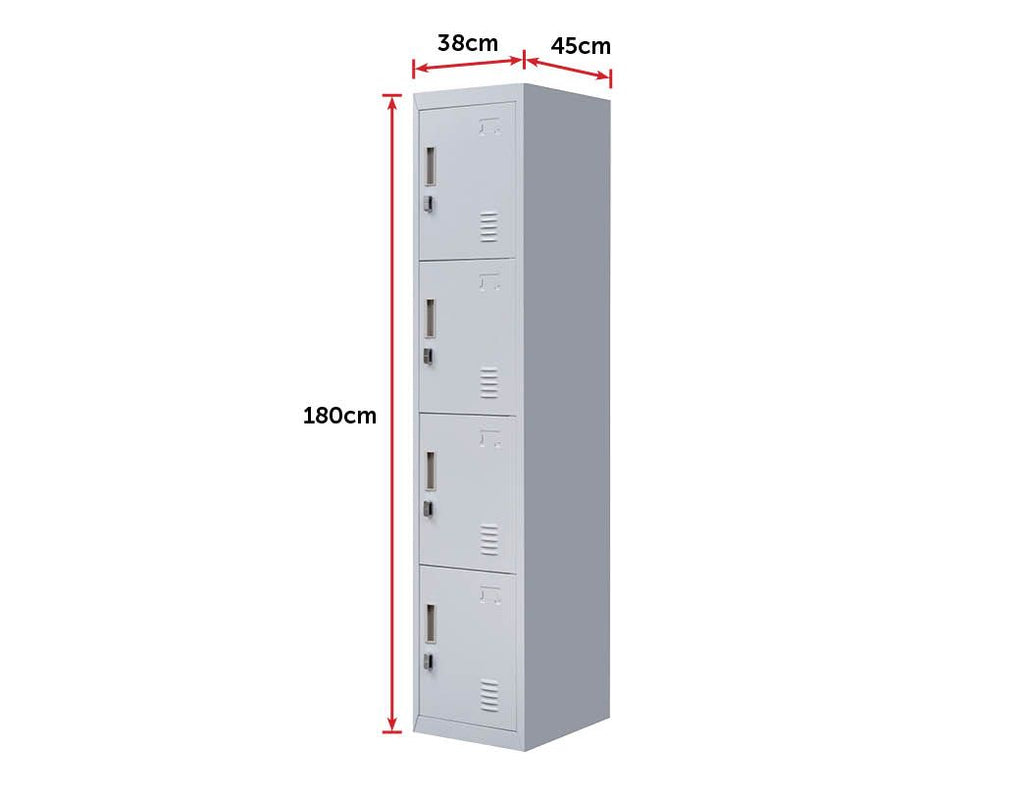 Padlock-operated lock 4 Door Locker for Office Gym Grey
