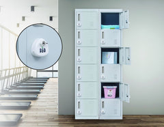 3-digit Combination Lock 6-Door Locker for Office Gym Shed School Home Storage Grey