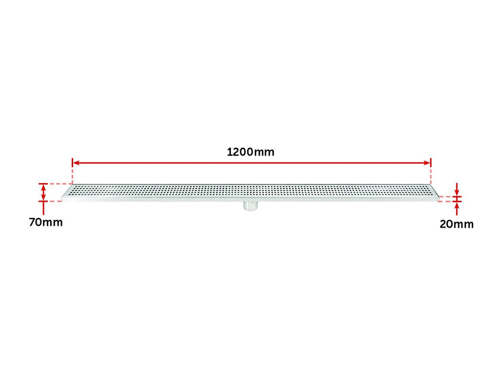 1200mm Bathroom Shower Stainless Steel Grate Drain w/Centre outlet Floor Waste Square Pattern