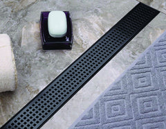 900mm Bathroom Shower Black Grate Drain with Centre outlet Floor Waste Square Pattern