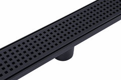 900mm Bathroom Shower Black Grate Drain with Centre outlet Floor Waste Square Pattern