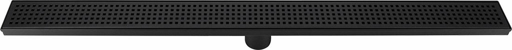 900mm Bathroom Shower Black Grate Drain with Centre outlet Floor Waste Square Pattern