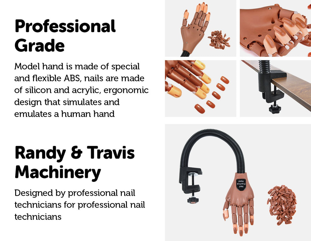 Practice Hand Model for Nail Art Training and Display Manicure with false nails