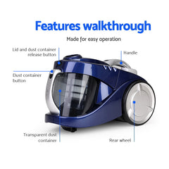 Devanti 2200W Bagless Vacuum Cleaner Blue