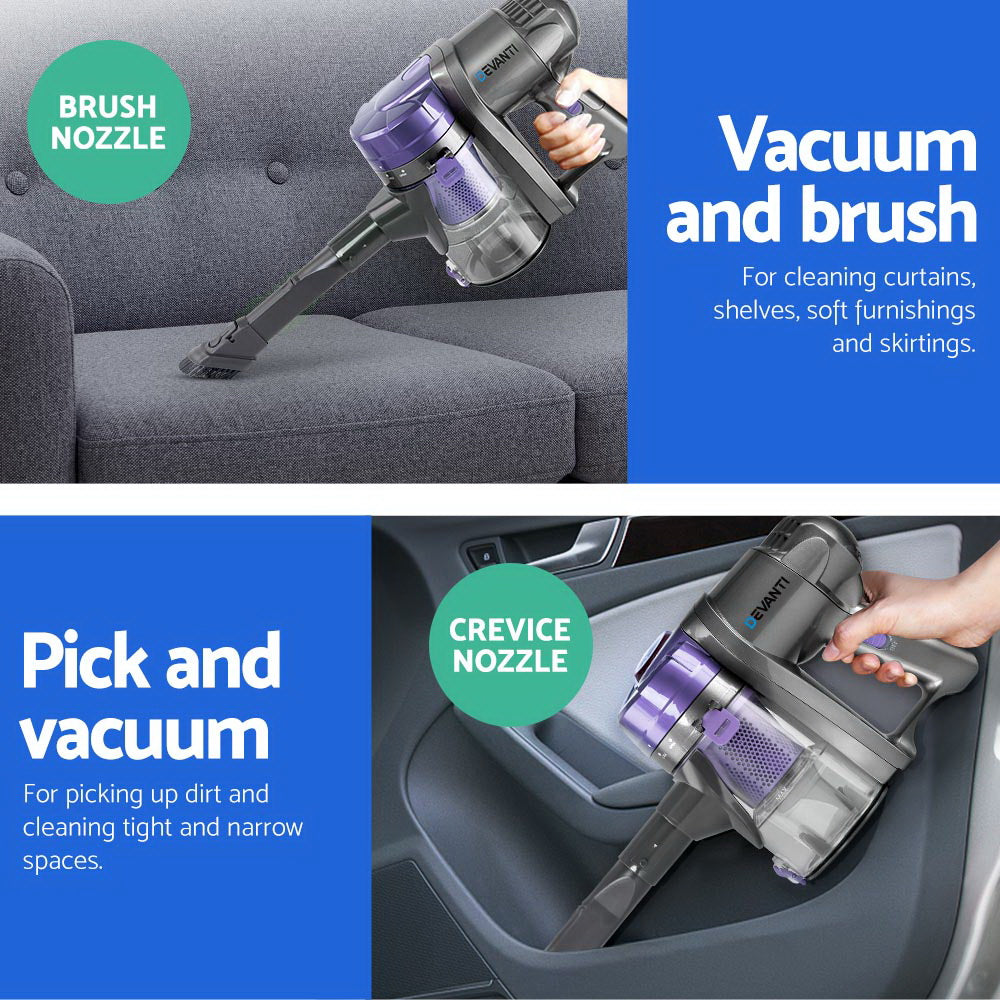 Devanti Stick Vacuum Cleaner Handheld Corded 450W Purple