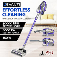 Devanti Stick Vacuum Cleaner Bagless Cordless 150W Purple