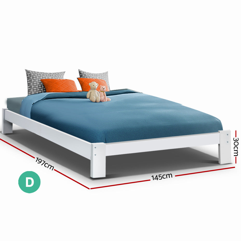 Artiss Bed Frame Double Size Wooden White JADE