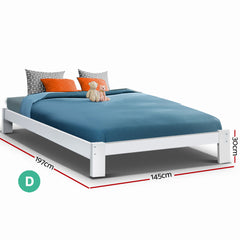 Artiss Bed Frame Double Size Wooden White JADE