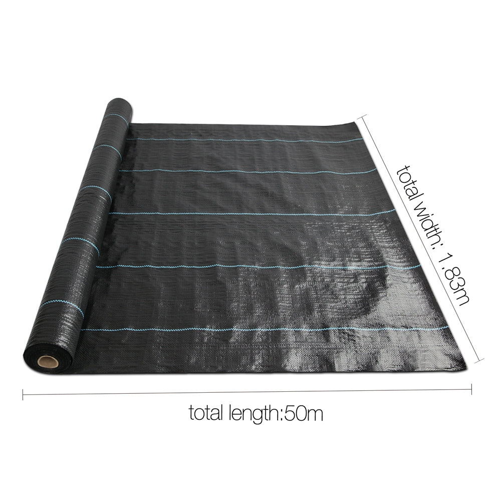 Instahut 1.83x50m Weed Mat Woven Fabric Weed Mat Control Matting Garden Plant