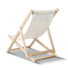 Gardeon Outdoor Deck Chair Wooden Sun Lounge Folding Beach Patio Furniture Beige