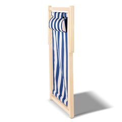 Gardeon Outdoor Deck Chair Wooden Sun Lounge Folding Beach Patio Furniture Blue