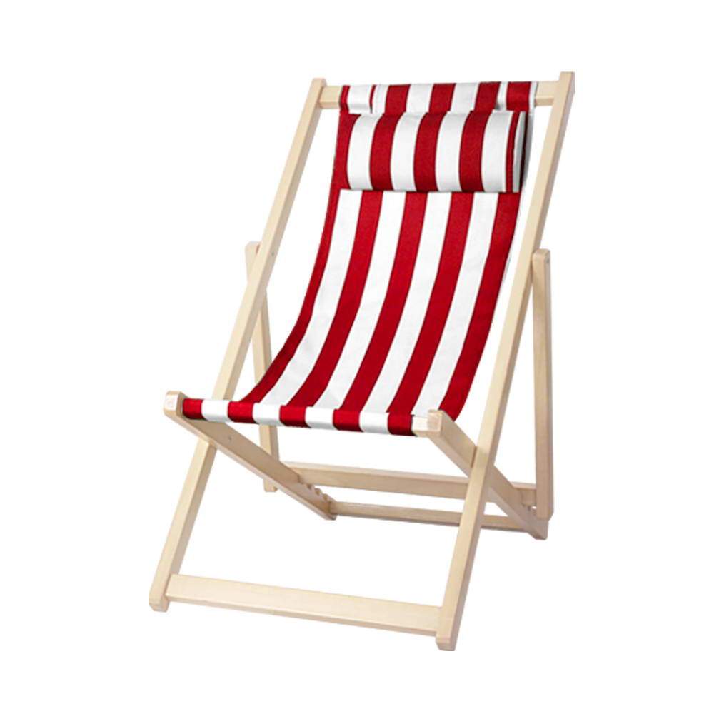 Gardeon Outdoor Deck Chair Wooden Sun Lounge Folding Beach Patio Furniture Red