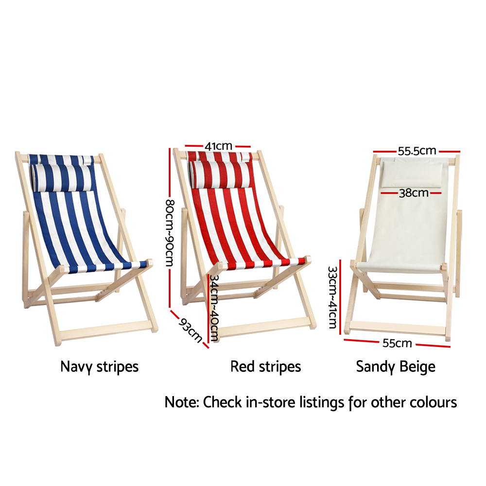 Gardeon Outdoor Deck Chair Wooden Sun Lounge Folding Beach Patio Furniture Red