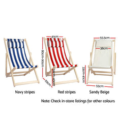 Gardeon Outdoor Deck Chair Wooden Sun Lounge Folding Beach Patio Furniture Red