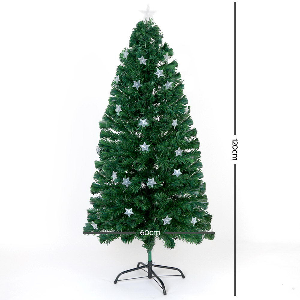 Jingle Jollys 1.2m Christmas Tree Optic Fibre LED Xmas tree Multi Colour