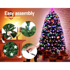 Jingle Jollys 1.2m Christmas Tree Optic Fibre LED Xmas tree Multi Colour