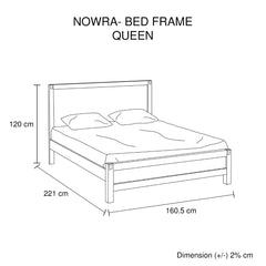 Bed Frame Queen Size in Solid Wood Veneered Acacia Bedroom Timber Slat in Oak