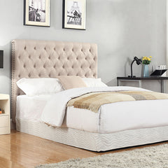 Bed Head Double Size French Provincial Headboard Upholsterd Fabric Beige
