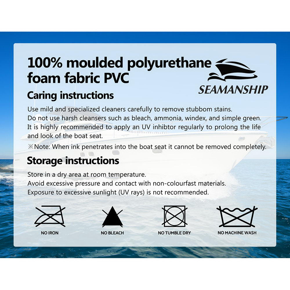 Seamanship 2X Folding Boat Seats Marine Seat Swivel Low Back 4cm Padding Grey