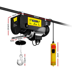 Giantz Electric Hoist Winch 500/1000KG Cable 20M Rope Tool Remote Chain Lifting