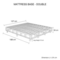 Mattress Base Ensemble Double Size Solid Wooden Slat in Beige with Removable Cover