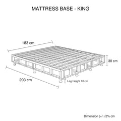 Mattress Base Ensemble King Size Solid Wooden Slat in Black with Removable Cover