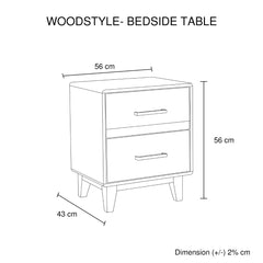 Bedside Table 2 drawers Night Stand Solid Wood Storage Light Brown Colour