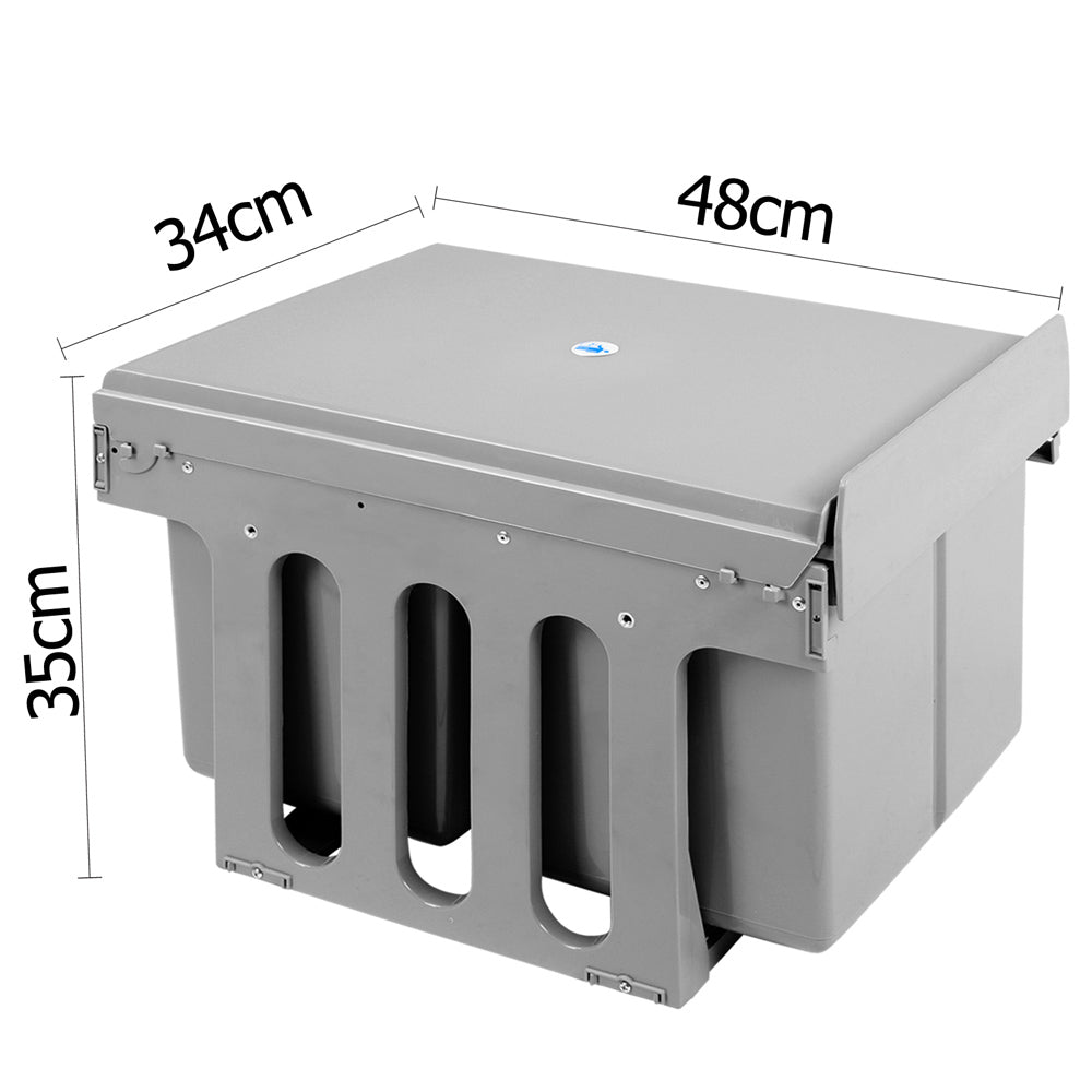 Cefito Pull Out Bin Kitchen Double Basket 2X15L Grey