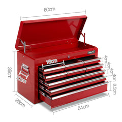 Giantz 9 Drawer Tool Box Cabinet Chest Toolbox Storage Garage Organiser Red