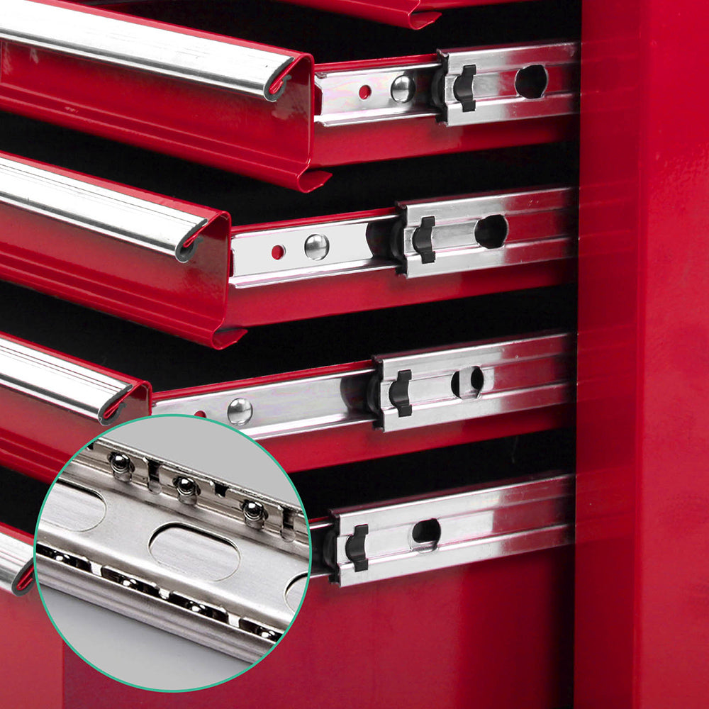Giantz 9 Drawer Tool Box Cabinet Chest Toolbox Storage Garage Organiser Red